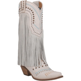 DINGO WOMEN'S GYPSY WHITE FRINGE WESTERN BOOTS - DI737