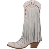 DINGO WOMEN'S GYPSY WHITE FRINGE WESTERN BOOTS - DI737