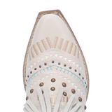 DINGO WOMEN'S GYPSY WHITE FRINGE WESTERN BOOTS - DI737