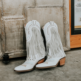 DINGO WOMEN'S GYPSY WHITE FRINGE WESTERN BOOTS - DI737