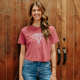 COUNTRY CONNECTION LONGHORN SHORT SLEEVE CROP TEE - CCLONGHORNTEECROP