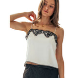 URBAN DAIZY WOMEN'S SCALLOPED LACE TRIM SATIN CAMISOLE TOP - UDTP1114