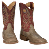 JUSTIN MEN'S PICKETT EMBROIDERED DARK RED WESTERN BOOT - UN7151