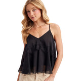 BLUIVY WOMEN'S LACE TRIMMED V-NECK LAYOR CAMISOLE TOP - T03126