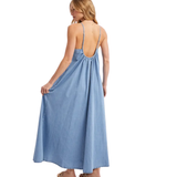 BLUE IVY WOMEN'S DENIM OPEN BACK SLEEVELESS MAXI DRESS - D02977