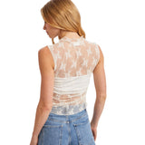 BLUIVY WOMEN'S SHEER FLORAL EMBROIDERY MUSCLE-STYLE TANK - T02181