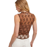 BLUIVY WOMEN'S SHEER FLORAL EMBROIDERY MUSCLE-STYLE TANK - T02181