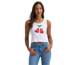 WRANGLER WOMEN'S CHERRY BOOTS GRAPHIC RIBBED TANK - 112375858