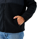 BURLEBO MEN'S SHERPA FULL ZIP BLACK JACKET - BLKFZJ SHERPA