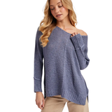 BLUIVY WOMEN'S REVERSE SEAM LOOSE FIT SWEATER - W00425