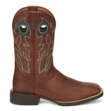 JUSTIN MENS BOWLINE BRANDY BROWN SQUARE TOE WESTERN BOOT - SE7522