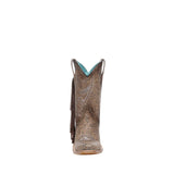 CORRAL WOMEN'S STAMPED FLORAL AND FRINGE SUEDE ANKLE WESTERN BOOT - A4996