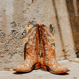 CORRAL WOMEN'S COGNAC FLORAL EMBROIDERY WESTERN BOOTS - A4398