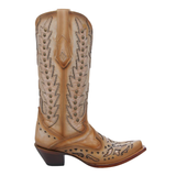 CORRAL WOMEN’S EMBROIDERY OVERLAY AND STUD WING TIP SNIP TOE WESTERN BOOT - A4740