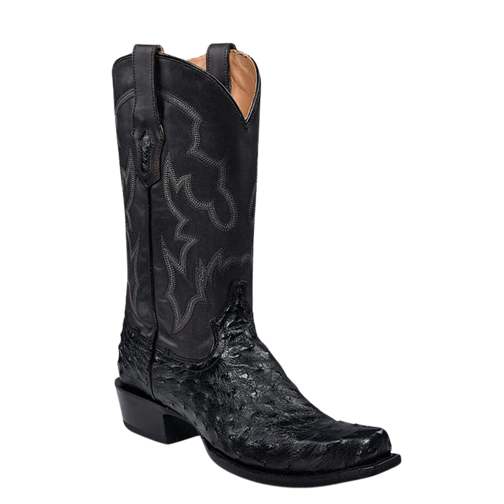Black ostrich cowboy boots sales