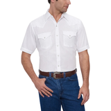 ELY CATTLEMAN MEN'S SHORT SLEEVE SOLID WESTERN SNAP SHIRT - 15201605