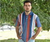 KIMES MEN'S BLUE MULTI STRIPE REIN POLO SHIRT - MSH0000215