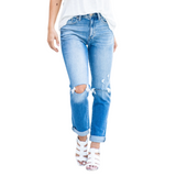 KANCAN WOMEN'S HIGH RISE CUFFED SLIM STRAIGHT JEAN - KC9241M