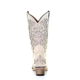 CORRAL KIDS WHITE GLITTER INLAY WESTERN BOOTS - T0021