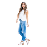 KANCAN WOMEN'S HIGH RISE CUFFED SLIM STRAIGHT JEAN - KC9241M