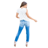 KANCAN WOMEN'S HIGH RISE CUFFED SLIM STRAIGHT JEAN - KC9241M