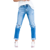 KANCAN WOMEN'S HIGH RISE CUFFED SLIM STRAIGHT JEAN - KC9241M