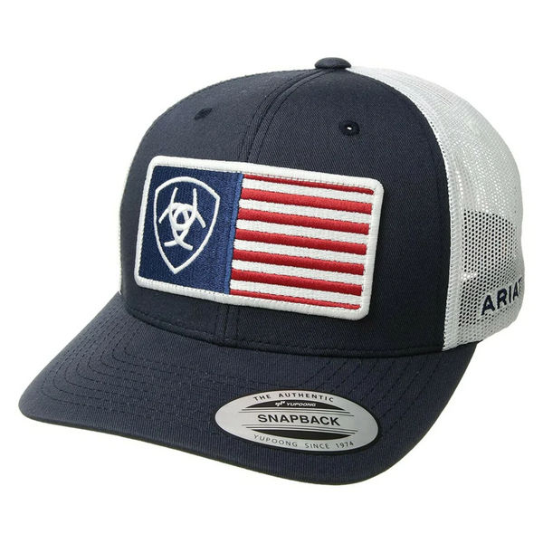 ARIAT MEN'S USA FLAG PATCH NAVY SNAPBACK BALL CAP - 1517603