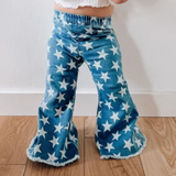 BAILEY'S BLOSSOM GIRLS SUTTON STARSTRUCK DENIM BELL BOTTOMS BLUE & WHITE