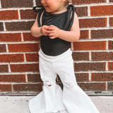 BAILEY'S BLOSSOMS INFANT/TODDLER BARBIE PLEATED DENIM BELL BOTTOM DISTRESSED WHITE