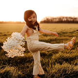 BAILEY'S BLOSSOM INFANT/TODDLER KELLYN BELL BOTTOM JUMPSUIT MUSTARD STRIPE