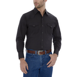 MEN'S ELY LONG SLEEVE SOLID WESTERN SHIRT- 15201905