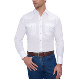 MEN'S ELY LONG SLEEVE SOLID WESTERN SHIRT- 15201905