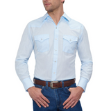 MEN'S ELY LONG SLEEVE TONE ON TONE WESTERN SHIRT- 15201934