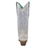 CORRAL WOMEN'S WHITE OVERLAY EMBROIDERY & CRYSTALS SNIP TOE WESTERN BOOT - C4103