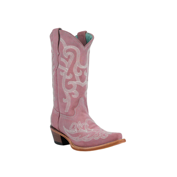 CORRAL KIDS PINK EMBROIDERY SUEDE WESTERN BOOT - T0154