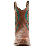 CIRLCE G WOMEN'S BROWN WITH TURQUOISE INLAY ANKLE WESTERN BOOT - L6091