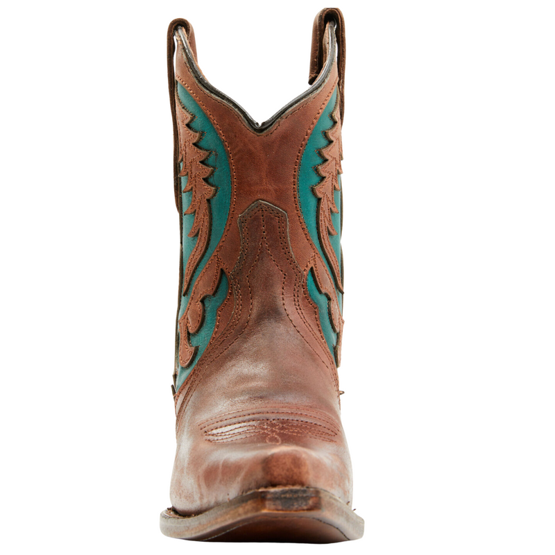 CIRLCE G WOMEN'S BROWN WITH TURQUOISE INLAY ANKLE WESTERN BOOT - L6091