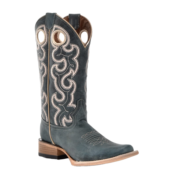 CIRCLE G WOMEN'S BLUE EMBROIDERY SQUARE TOE WESTERN BOOT - L6095