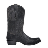 CORRAL MEN'S EMBROIDERY & GENUINE PYTHON BLACK NARROW SQ TOE COWBO WESTERN BOOT - A4551