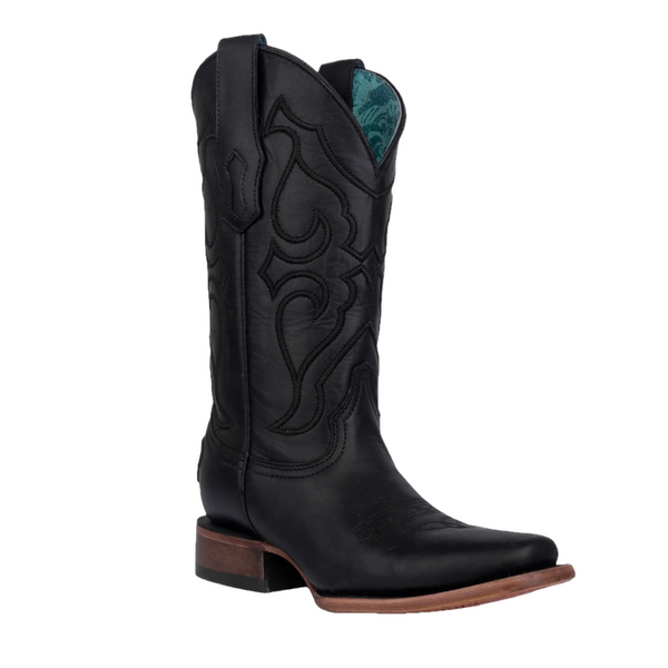 CORRAL WOMEN'S FULL BLACK EMBROIDERY SQUARE TOE WESTERN BOOTS - Z5167