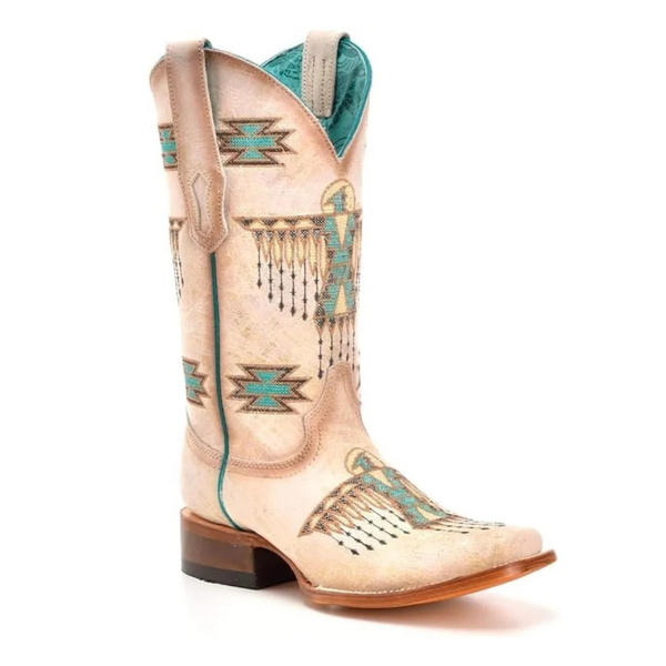 CORRAL WOMEN'S WHITE & TURQUOISE EMBROIDERED WESTERN BOOT - Z5219
