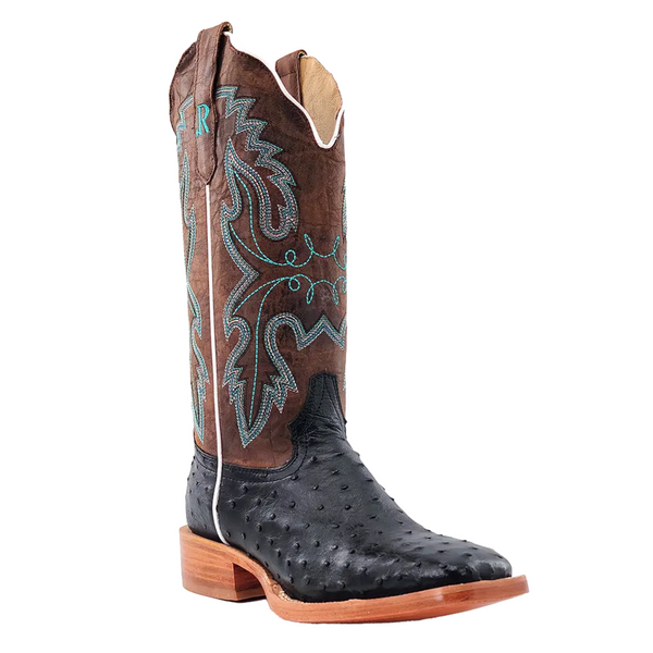 R. WATSON WOMEN'S BLACK FULL QUILL OSTRICH WESTERN BOOT - RWL4300-2