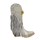 CORRAL WOMEN'S PAISLEY FRINGED WHITE OVERLAY WESTERN BOOTS - C3955