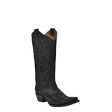CORRAL WOMEN'S EMBROIDERY BLACK SNIP TOE WESTERN BOOT - L5433