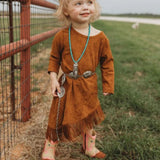 SHEA BABY INFANT/TODDLER GIRLS LONG SLEEVE SUEDE DRESS - SBSD01
