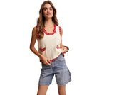 LISTICLE WOMEN'S CONTRAST TRIM SLEEVELESS KNIT TOP - LSW1043
