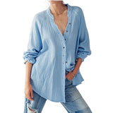 URBAN DAIZY WOMEN'S RAW HEM CRINKLE COTTON BUTTON-DOWN SHIRT - UDTP0846