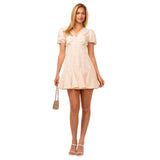 BLUE B WOMEN'S EMBROIDERED GINGHAM PUFF SLEEVE DRESS - 91913D