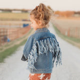 SHEA BABY INFANT/TODDLER GIRLS DENIM FRINGE JACKET - SBDJ01