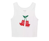 WRANGLER WOMEN'S CHERRY BOOTS GRAPHIC RIBBED TANK - 112375858